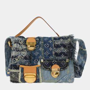 Pre Owned Louis Vuitton Monogram Denim Patchwork Postie 2way Handbag