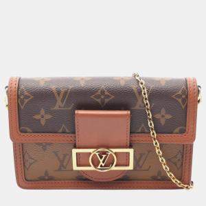 Pre Owned Louis Vuitton Brown Monogram Reverse Dauphine Wallet on Chain