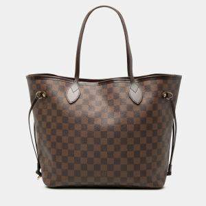 Pre Owned Louis Vuitton Brown Damier Ebene Neverfull MM
