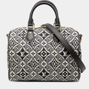 مملوكة مسبقًا Louis Vuitton Monogram Jacquard Speedy Bandouliere 25 Since 1854 Handbag Black Canvas Leather