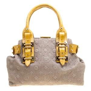 Pre Owned حقيبة لوي فيتون موتراد بايك تمساح وجلد مونوغرامية صفراء/ رمادية