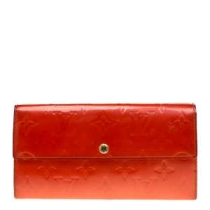 Louis Vuitton Orange Sunset Monogram Vernis Porte Tresor International Wallet