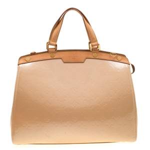 Pre Owned Louis Vuitton Rose Florentine Monogram Vernis Brea GM Bag