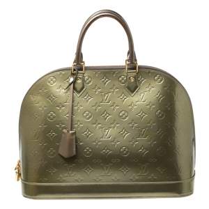 Pre Owned Louis Vuitton Vert Bronze Monogram Vernis Alma GM Bag