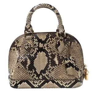 Pre Owned Louis Vuitton Beige Python Leather Alma BB Bag
