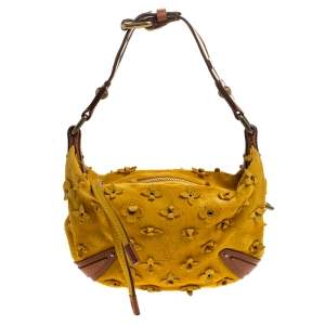 Pre Owned Louis Vuitton Mais Monogram Suede Limited Edition Onatah Fleurs PM Bag
