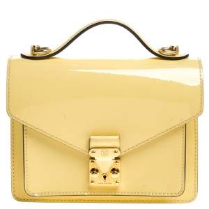 Pre Owned Louis Vuitton Yellow Vernis Leather Monceau BB Bag
