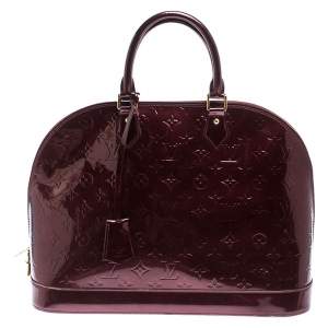 Pre Owned Louis Vuitton Amarante Monogram Vernis Alma GM Bag