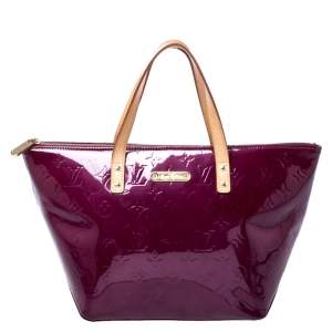 Pre Owned Louis Vuitton Rouge Fauviste Monogram Vernis Bellevue PM Bag