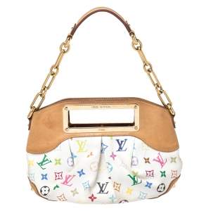 Pre Owned Louis Vuitton White Multicolore Monogram Canvas Judy PM Bag