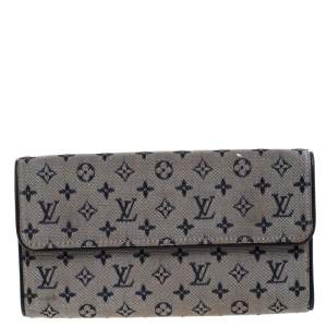 Louis Vuitton Blue Monogram MIni Lin Canvas Porte Tresor International Wallet 