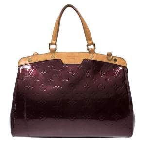 Pre Owned Louis Vuitton Rouge Fauviste Monogram Vernis Brea MM Bag