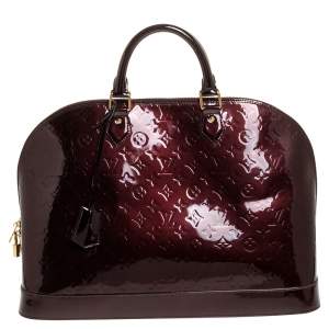 Pre Owned Louis Vuitton Amarante Monogram Vernis Alma Voyager Bag