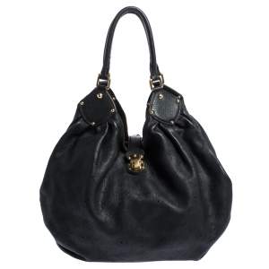 Pre Owned Louis Vuitton Black Monogram Mahina Leather XL Bag