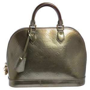 Pre Owned Louis Vuitton Vert Olive Monogram Vernis Leather Alma PM Bag
