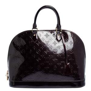 Pre Owned Louis Vuitton Amarante Monogram Vernis Alma GM Bag