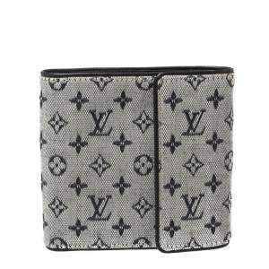 Louis Vuitton Blue Mini Lin Canvas Compact Wallet