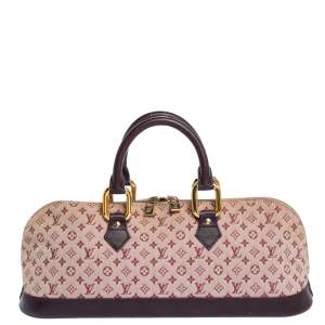 Pre Owned Louis Vuitton Red Monogram Mini Lin Alma Long Satchel