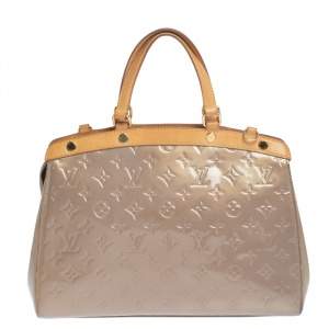 Pre Owned Louis Vuitton Beige Poudre Monogram Vernis Brea MM Bag