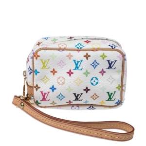 Pre Owned Louis Vuitton White Monogram Multicolore Canvas Wapity Pouch