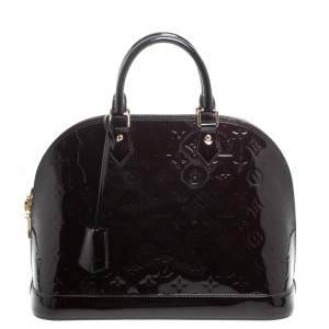 مملوكة مسبقًا حقيبة لوي فيتون "ألما إم إم" جلد لامع مونوغرامي عنابي