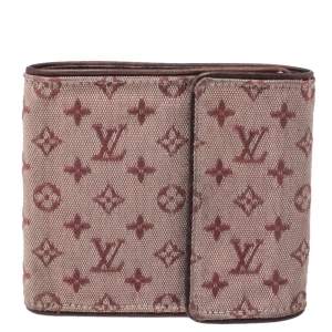 مملوكة مسبقًا Louis Vuitton Red Mini Lin Canvas Compact Wallet