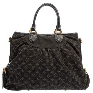 Pre Owned Louis Vuitton Black Monogram Denim Neo Cabby GM Bag