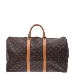 Pre Owned Louis Vuitton Brown Monogram Canvas Keepall 50 Bag
