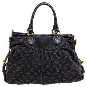 Pre Owned Louis Vuitton Black Monogram Denim Neo Cabby MM Bag