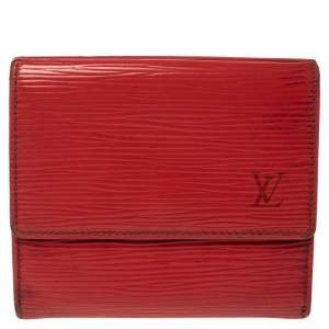 Pre Owned Louis Vuitton Red Epi Leather Elise Wallet