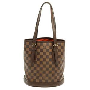 Pre Owned Louis Vuitton Damier Ebene Canvas Marais Bucket Bag