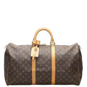 Pre Owned Louis Vuitton  Canvas  Keepall 50 Duffel Bags