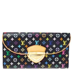 مملوكة مسبقًا Louis Vuitton Black Monogram Multicolor Canvas Eugenie Wallet