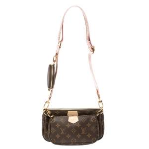 Pre Owned Louis Vuitton Rose Clair Monogram Canvas Multi Pochette Accessoires