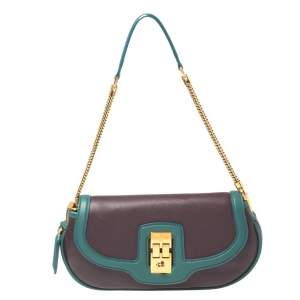 Pre Owned Louis Vuitton Prune Leather Cuir Art Dèco Baguette Bag