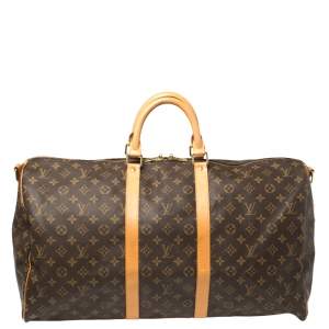 Pre Owned Louis Vuitton Monogram Canvas Keepall Bandouliere 55 Bag