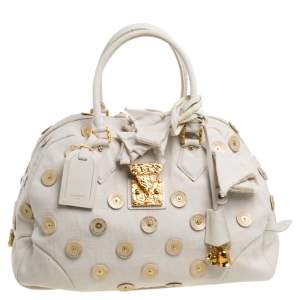 مملوكة مسبقًا Louis Vuitton Light Beige Canvas Bowly Polka Dot Panama Bag