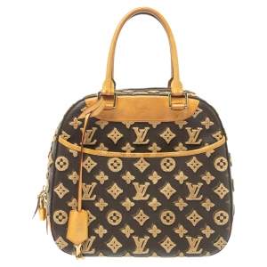 Pre Owned Louis Vuitton Caramel Monogram Coated Canvas and Leather Limited Edition Tuffetage Deauville Cube Bag