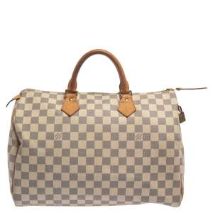 Pre Owned Louis Vuitton Damier Azur Canvas Speedy 35 Bag