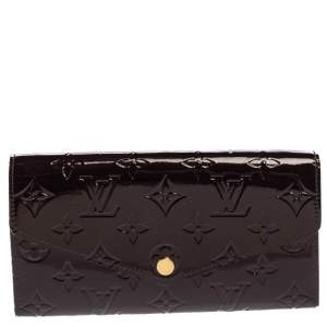 Pre Owned Louis Vuitton Amarante Monogram Vernis Sarah Wallet