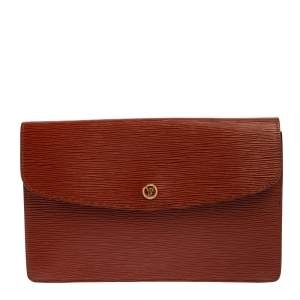 Pre Owned حقيبة كلتش لوي فيتون مونتيان فينتدج جلد إيبي بني