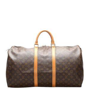 Pre Owned Louis Vuitton Monogram Canvas Keepall 55 Bag