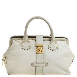 Pre Owned Louis Vuitton White Suhali Leather Lingenieux PM Bag