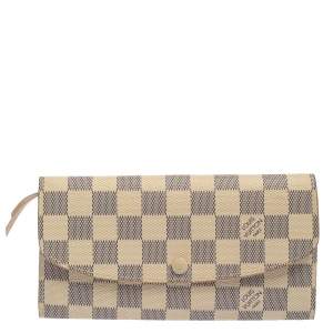 مملوكة مسبقًا Louis Vuitton Beige Damier Azur Canvas Emilie Wallet