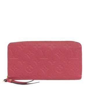 مملوكة مسبقًا Louis Vuitton Red Monogram Empreinte Leather Zippy Wallet