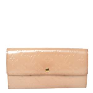Pre Owned Louis Vuitton Noisette Monogram Vernis Sarah Wallet 