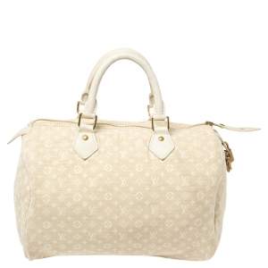 Pre Owned Louis Vuitton Dune Monogram Mini Lin Canvas Speedy 30 Bag
