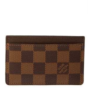 Pre Owned Louis Vuitton Damier Ebene Canvas Card Holder