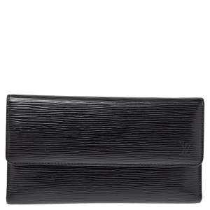 مملوكة مسبقًا Louis Vuitton Black Epi Porte Tresor International Long Wallet