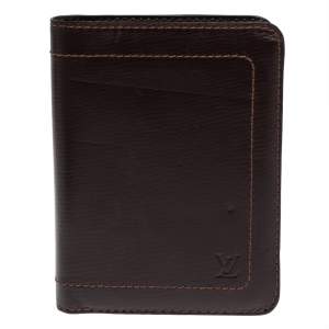 Pre Owned Louis Vuitton Brown Leather Compact Wallet
